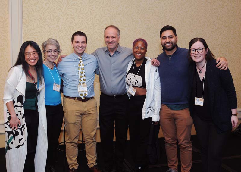 New York Times Team, from left: Wyna Liu, Tracy Bennett, Sam Ezersky, Will Shortz, Everdeen Mason, Joel Fagliano, Christina Iverson